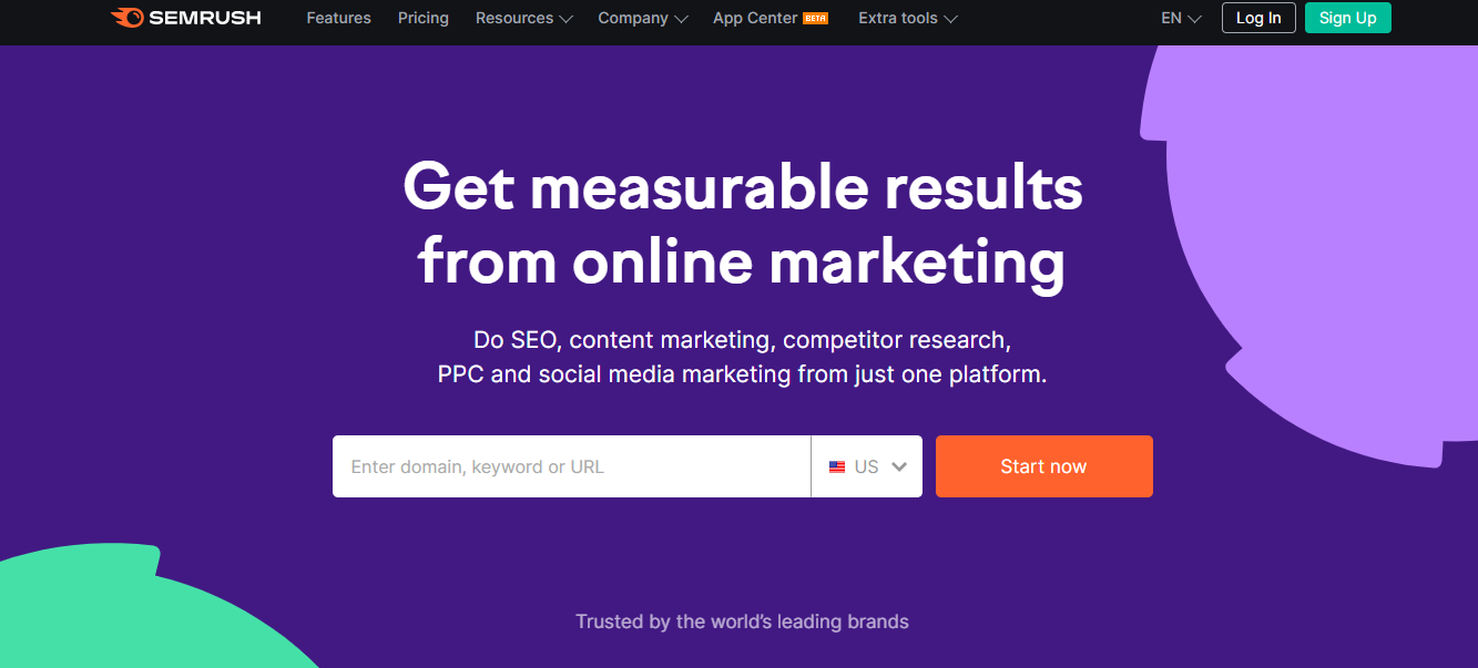 SEMRUSH's website copywriting example